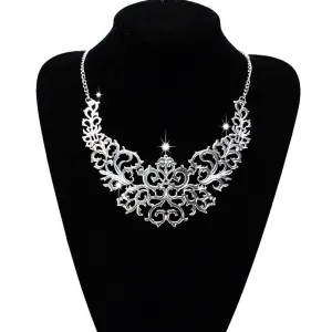 Summer Style Gold Sliver plated Hollow Flower Collar Choke Chain Neon Bib Statement Necklace collar babero gargantilla For Women