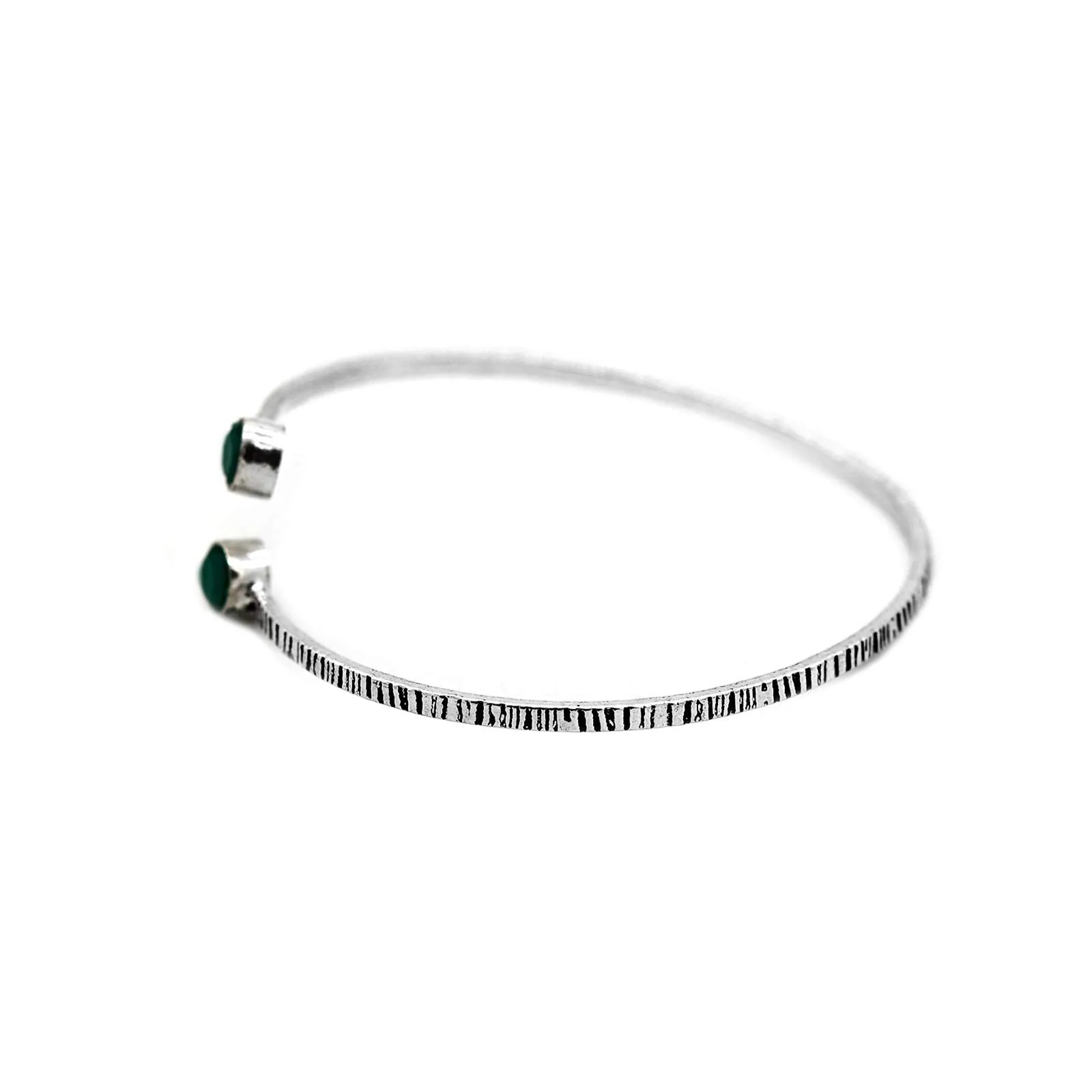 TEEJH Bhamini Dark Green Silver Oxidized Bracelet for Women