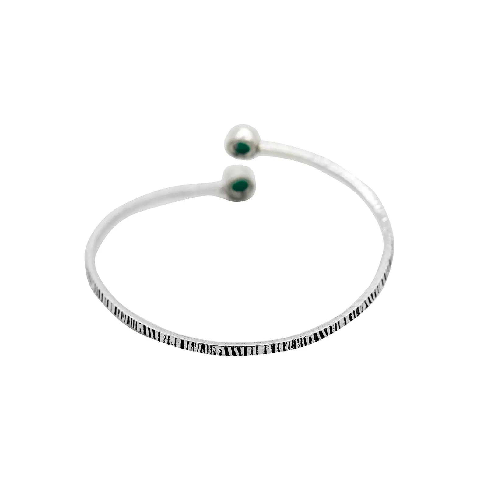 TEEJH Bhamini Dark Green Silver Oxidized Bracelet for Women