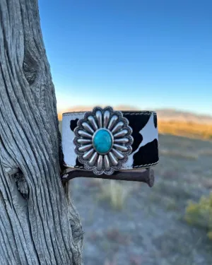 The LaHoma Concho & Cowhide Cuff Bracelet