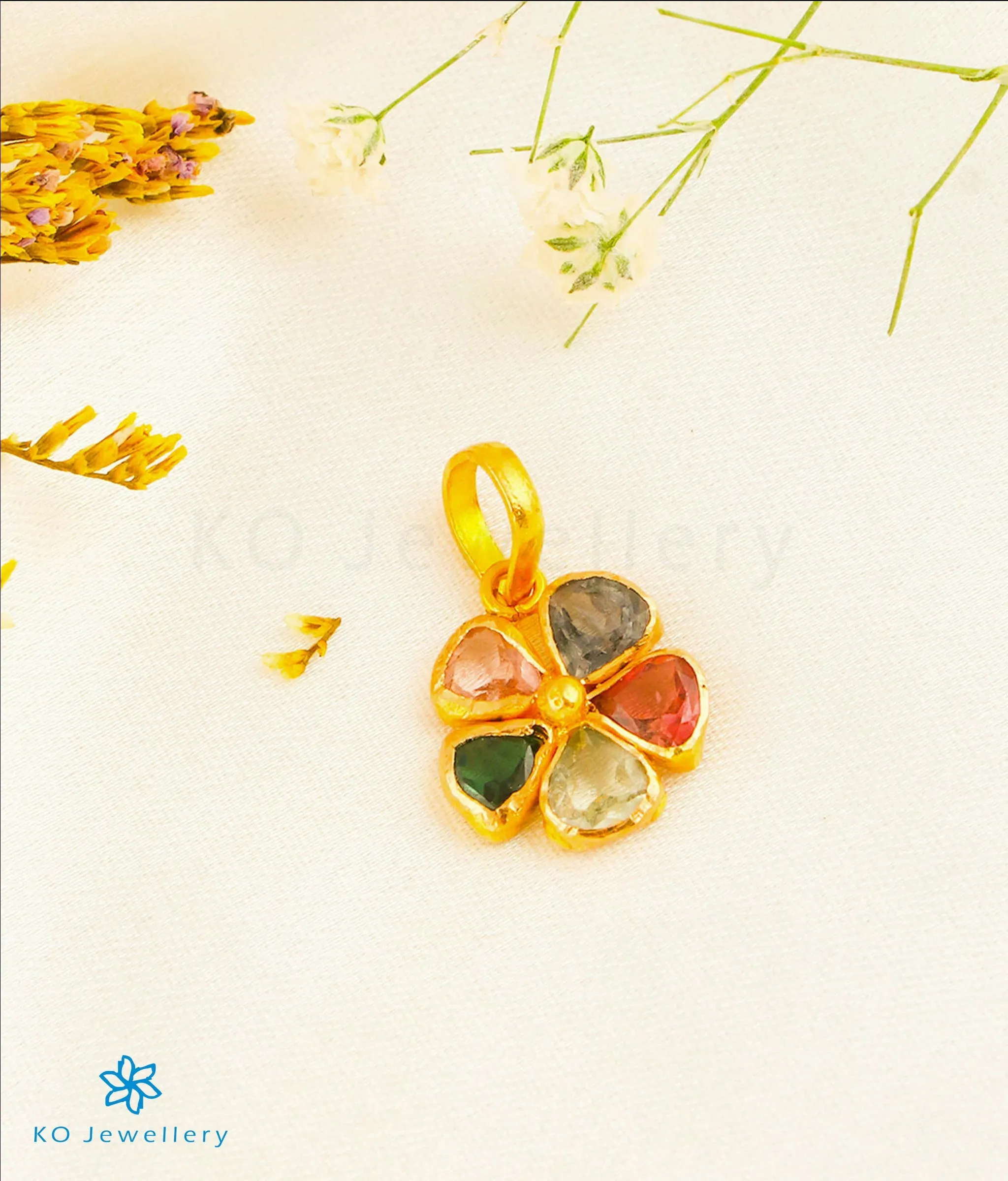 The Tourmaline Hearts Pendant in 22 KT Gold