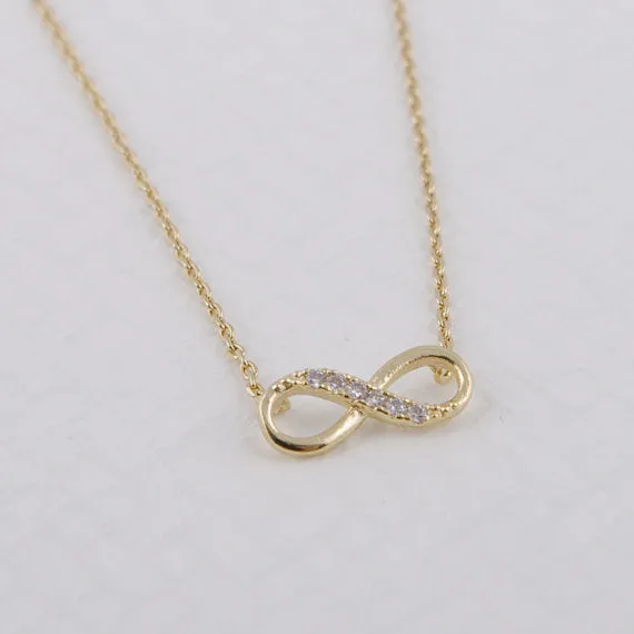 Tiny Infinity Crystal Pendant Necklaces