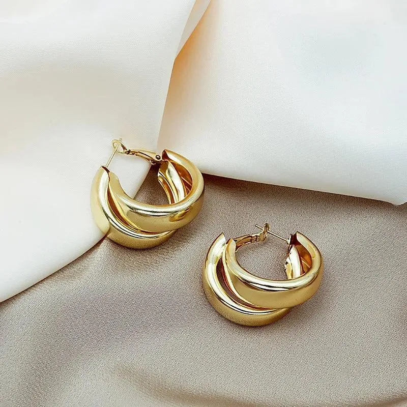 Vintage Geometric Hoop Earrings: Timeless Korean Style Jewelry Collection