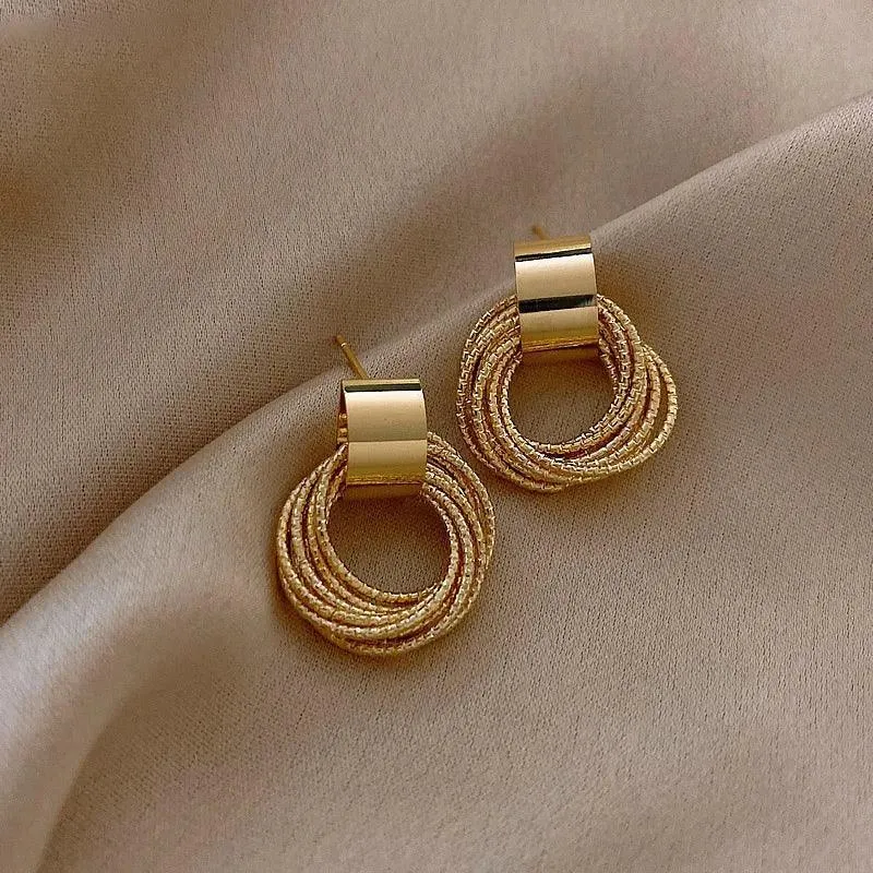 Vintage Geometric Hoop Earrings: Timeless Korean Style Jewelry Collection