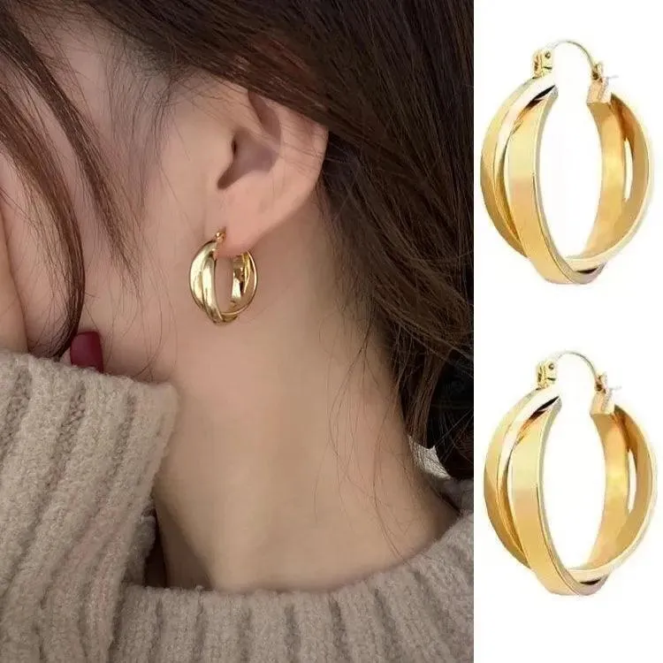 Vintage Geometric Hoop Earrings: Timeless Korean Style Jewelry Collection