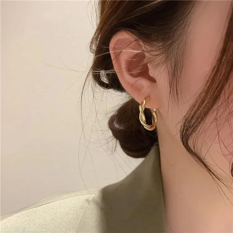 Vintage Geometric Hoop Earrings: Timeless Korean Style Jewelry Collection