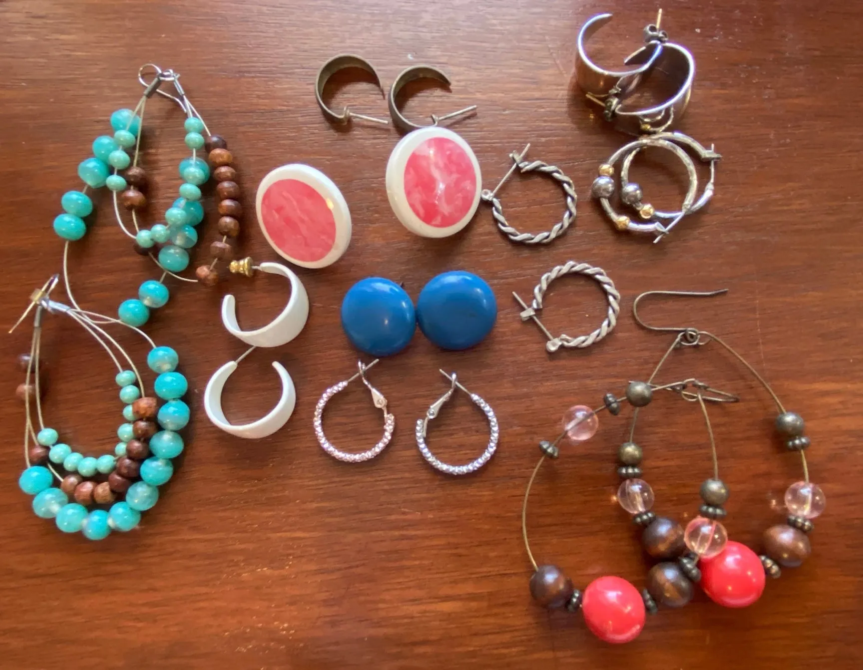 Vintage to Now Lot of Pierced Earrings Hoops Beaded