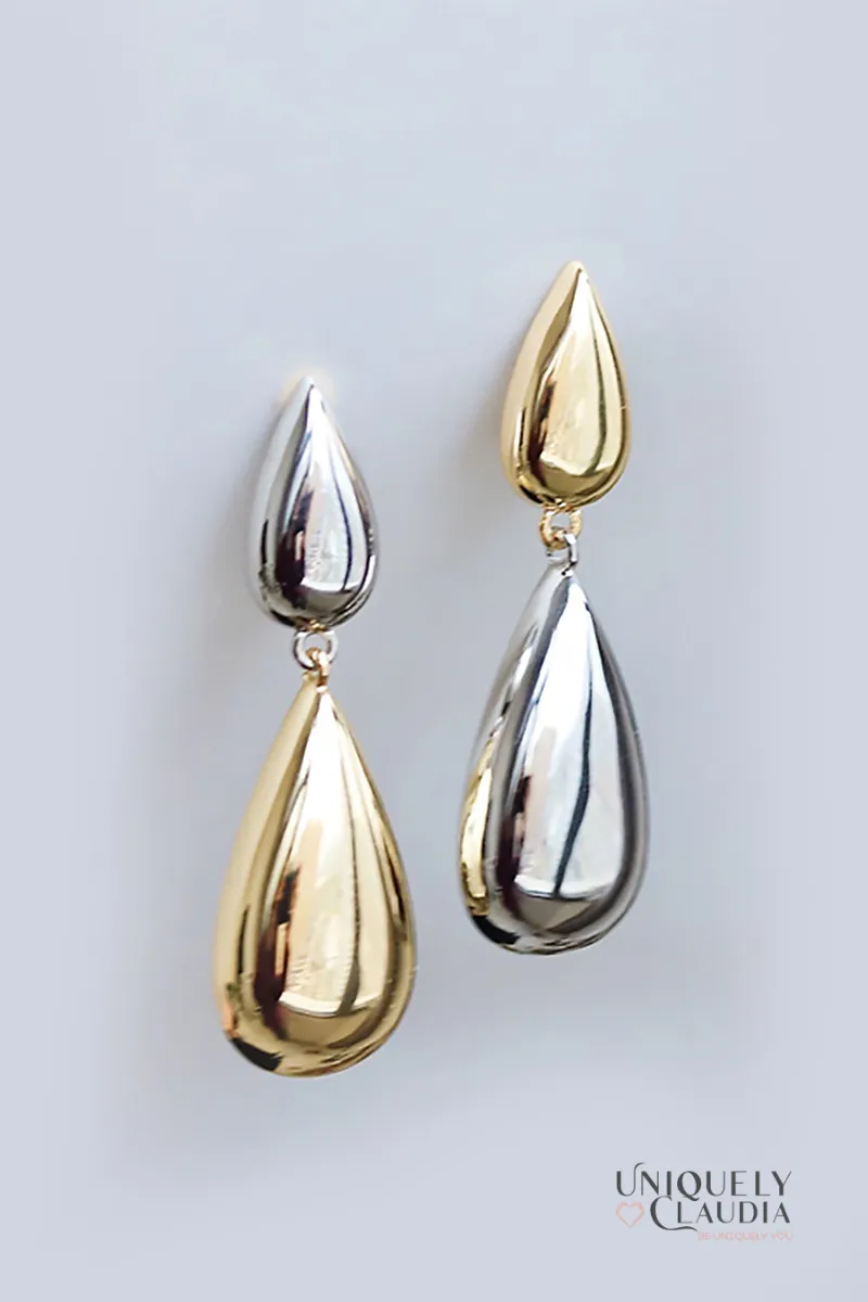 Water Drops Two-Tone  Earrings