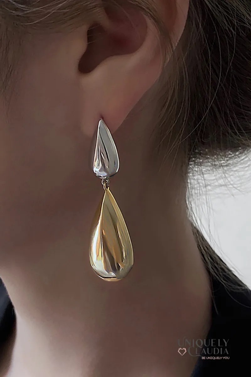 Water Drops Two-Tone  Earrings