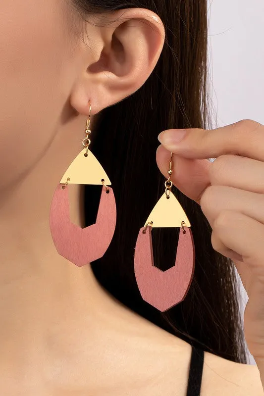 Wood Arch Drop Earrings