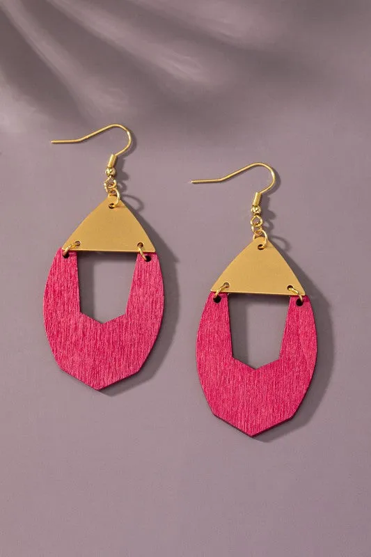 Wood Arch Drop Earrings