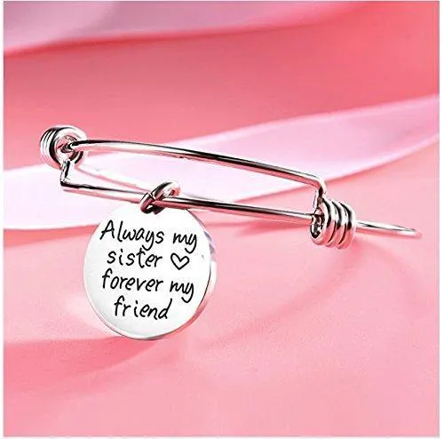 Yellow Chimes Sister Message Steel Collection Charm Bracelet for Girls (Silver)(YCSSBR-223SIS-SL)