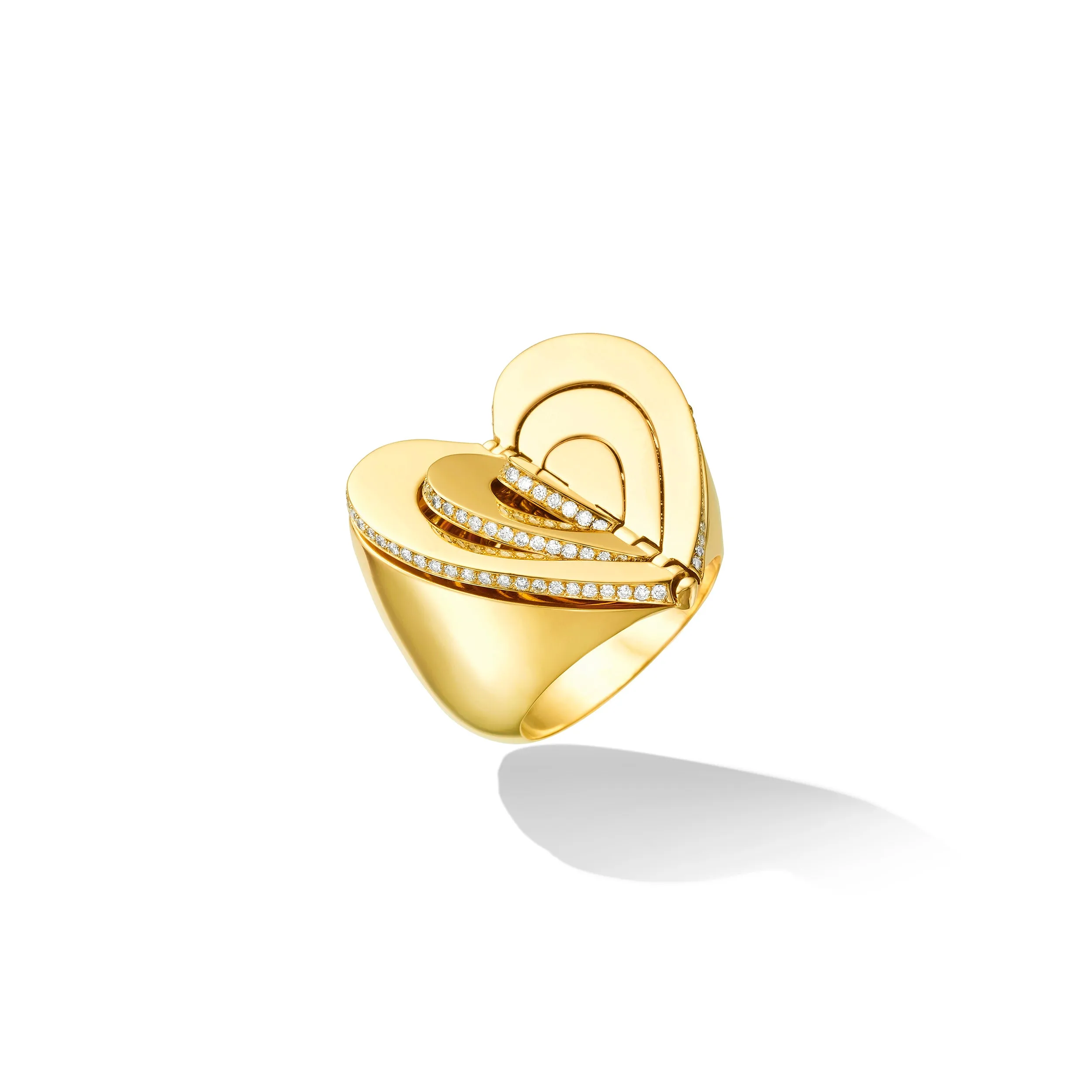 Yellow Gold Endless Cocktail Ring with White Diamonds